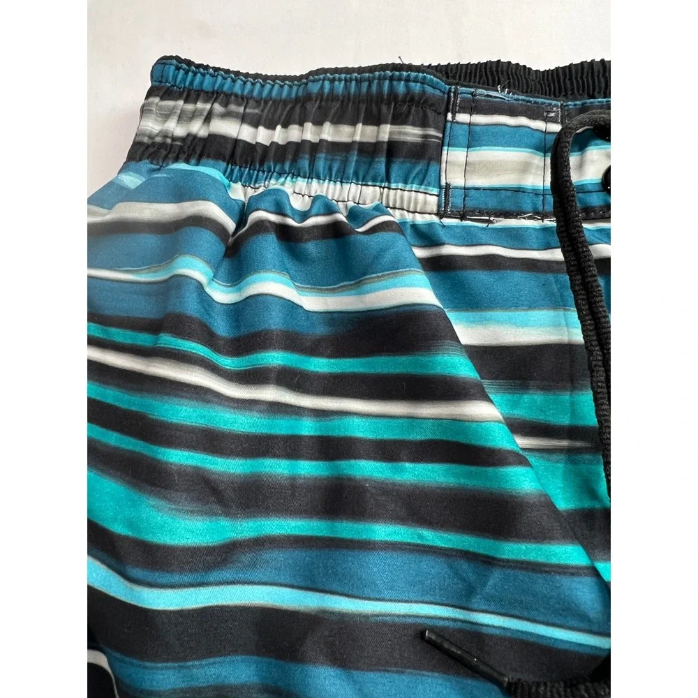 Nike Board Shorts Mens Large‎ Blue Striped Swim Trunks Athletic Beachwear B17